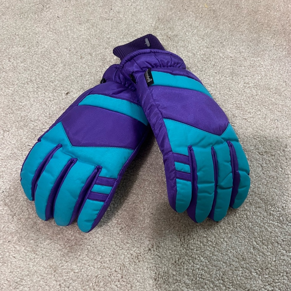 Thinsulate Purple and Teal Winter Gloves